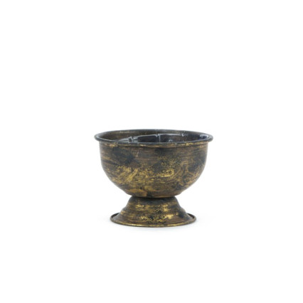 6" Metal Urn - Rustic Gold