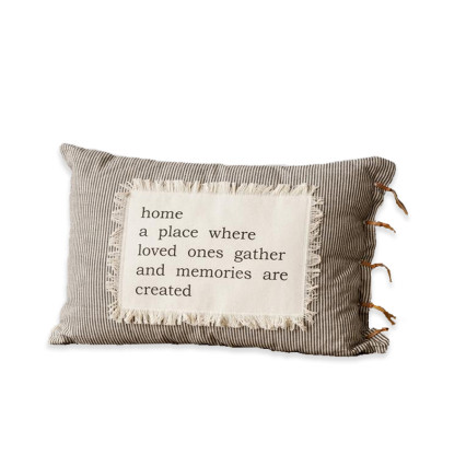 Home Patch w/Ticking Stripe Pillow
