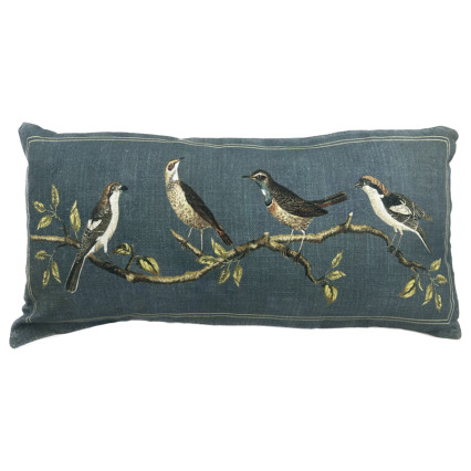 27"L Birds On Branches Lumbar Indoor Pillow