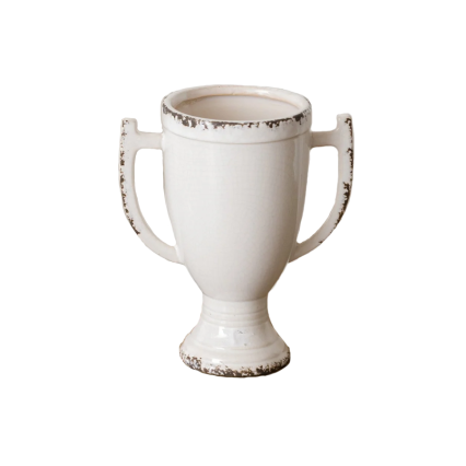 Ceramic Distressed/Crackled Trophy Urn