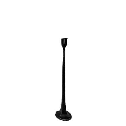 14" Black Metal Distressed Candle Holder