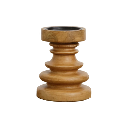 Turned Wood Candle Holder- Small