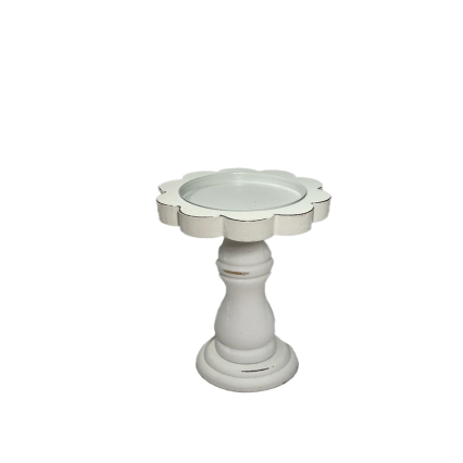 6"H Floral Shaped Candle Holder- White