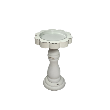 8"H Floral Shaped Candle Holder- White