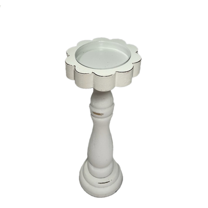 10"H Floral Shaped Candle Holder- White