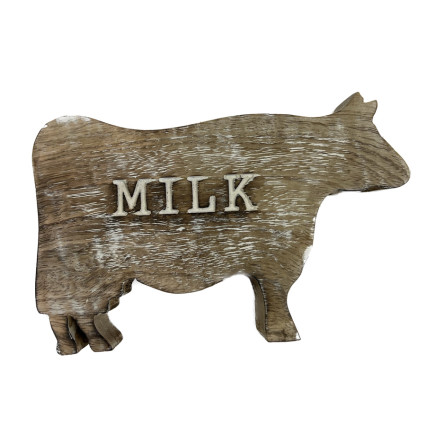 6"W Wood Block Animals - Cow