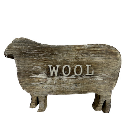6"W Wood Block Animals - Sheep