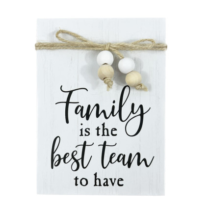 5"H Block Sign-Shelf Sitter - Family is the Best Team on White