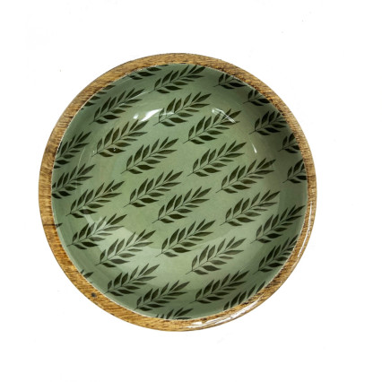 5"D Nibble Bowl - Olive Leaf Pattern - Dark Green