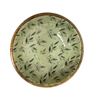 5"D Nibble Bowl - Olive Leaf Pattern - Light Green