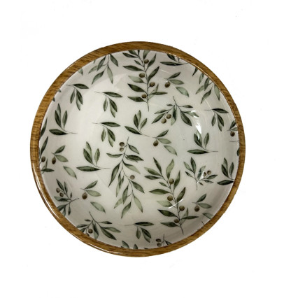 5"D Nibble Bowl - Olive Leaf Pattern - White
