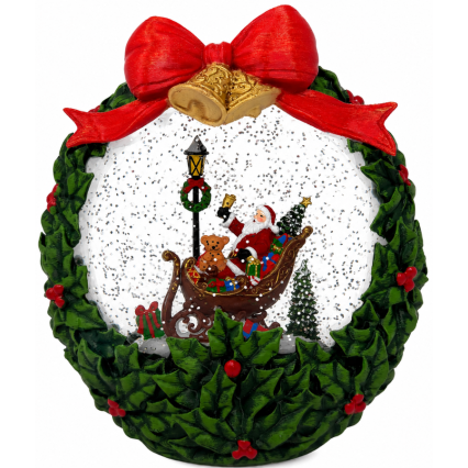 7.5" Lighted Snow Globe Wreath