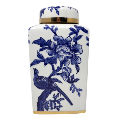 10" Chinoiserie w/ Gold Trim Ginger Jar