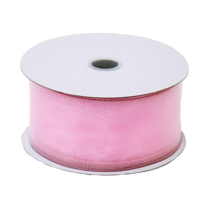 2.5" x25yd Pink Wired Edge Sheer Ribbon