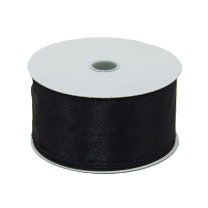 2.5" x25yd  Black Wired Edge Sheer Ribbon