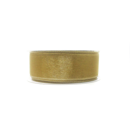 1.5"x25yd Gold Wired Edge Sheer Ribbon