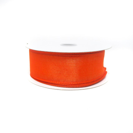 1.5"x25yd Orange Wired Edge Sheer Ribbon