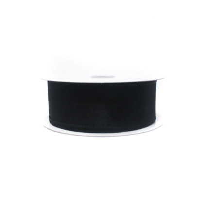 1.5"x25yd Black Wired Edge Sheer Ribbon