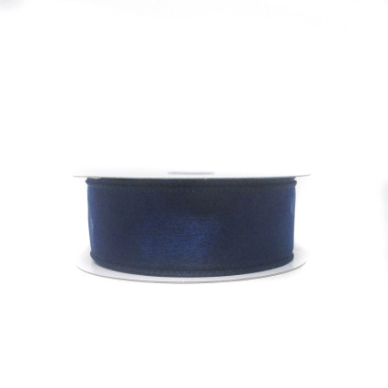 1.5"x25yd Navy Wired Edge Sheer Ribbon