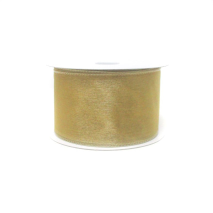 2.5"x25yd Gold Wired Edge Sheer Ribbon