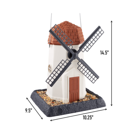 Village Collection Bird Feeder-White Windmill