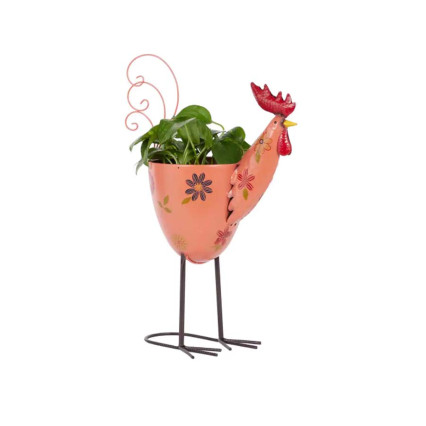 Metal Rooster Decorative Planter