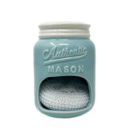 Blue Mason Jar Scrubber Holder