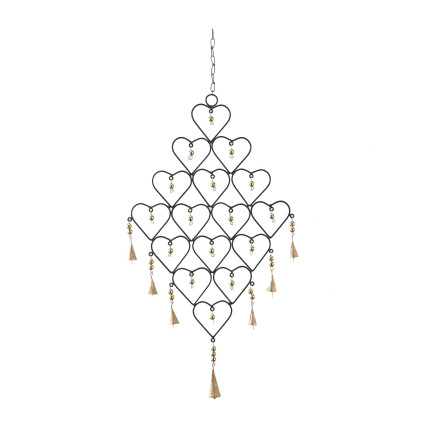 Metal Windchime with Hearts