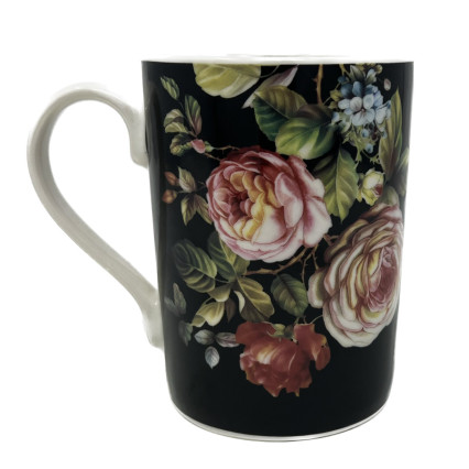 12oz Florals on Black Mug