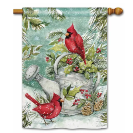 Winter Watering Can House Flag