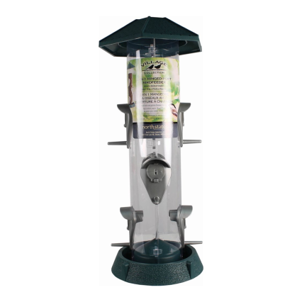 4-Perch Plastic Tube Bird feeder-Green