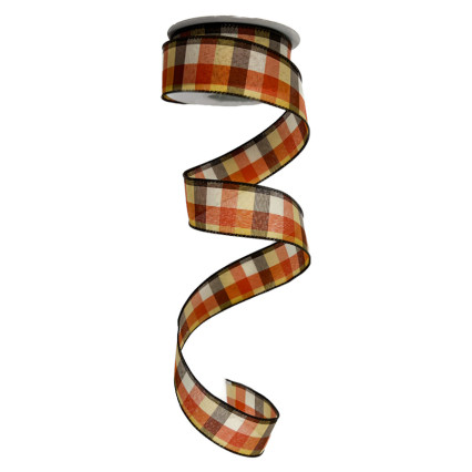 1.5"x10yd Country Field Tonal Plaid Wired Edge