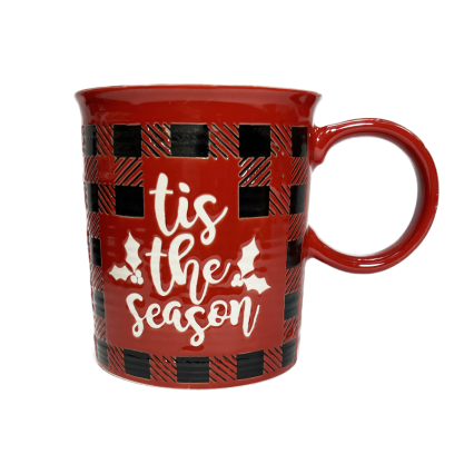 18oz Red/Black Check Coffee Mug - Tis The Season