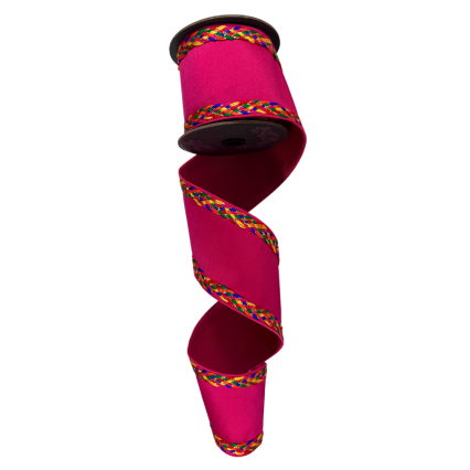 4" x 5yd Multicolor Braided Pink Deluxe Ribbon