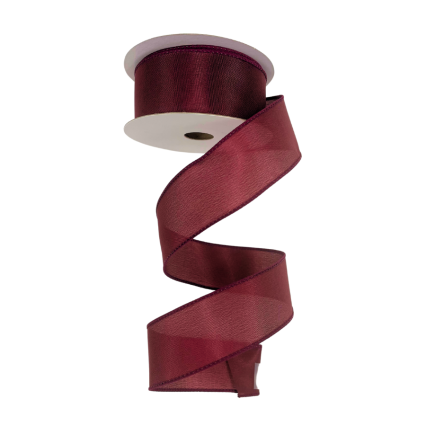 1.5" x 10yd Burgandy Wired Edge Satin Ribbon