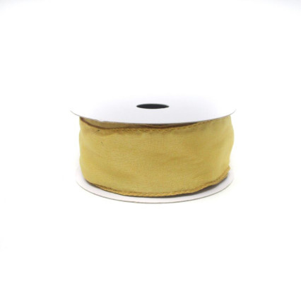 1.5"x10y Gold Wired Edge Satin Ribbon