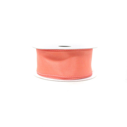 1.5"x10y Coral Wired Edge Satin Ribbon