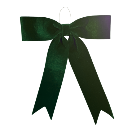 13" Velvet Hanging Bow- Dark Green