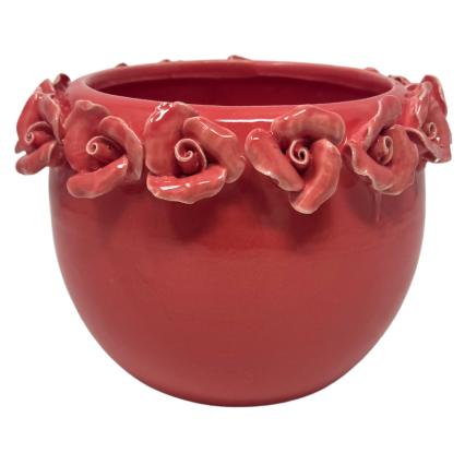 5" Coral Planter with Roses