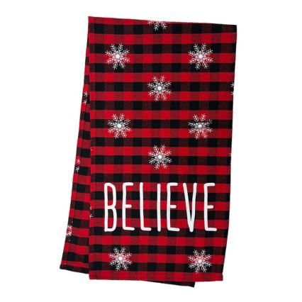 13"x48" Table Runner - Believe on Red & Black Plaid