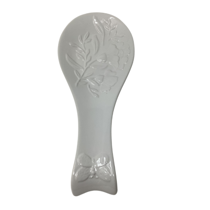 White Ceramic Floral Spoon Rest