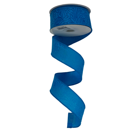 1.5" x 10yd Ocean Blue Embossed Ribbon