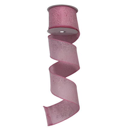 2.5" x 10yd Light Pink Embossed Ribbon