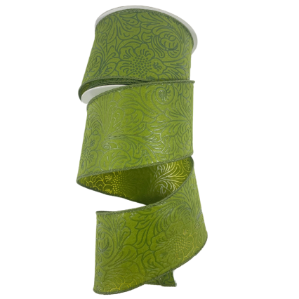2.5" x 10yd Moss Embossed Ribbon
