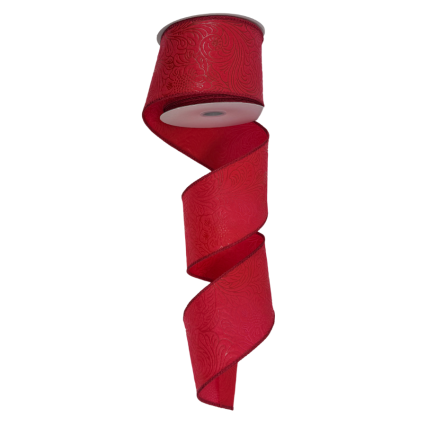 2.5" x 10yd Red Embossed Ribbon