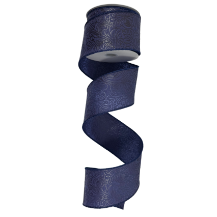2.5" x 10yd Dark Navy Blue Embossed Ribbon
