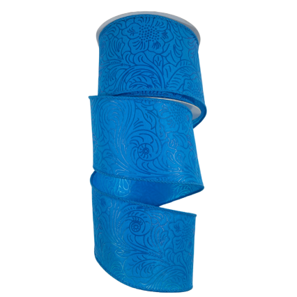 2.5" x 10yd Ocean Blue Embossed Ribbon