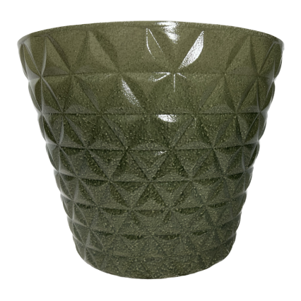 12.5"x15" Polystone Textured Planter- Green