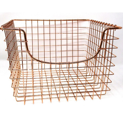 Copper Metal Scoop Front Basket
