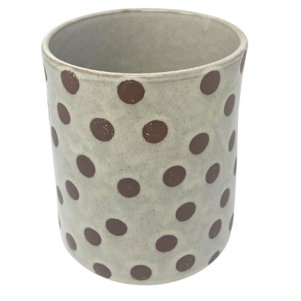 7" Brown Polka Dot Ceramic Utensil Crock